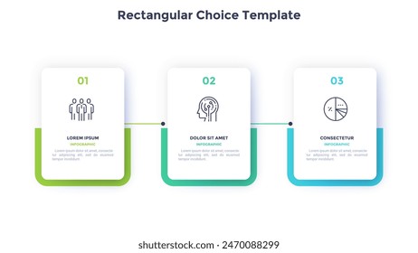 Startup project boosting research rectangular choice infographic chart design template. Business success infochart with icons. Instructional graphics with 3 options. Visual data presentation