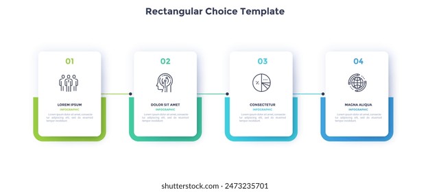 Startup project boosting research rectangular choice infographic chart design template. Business success infochart with icons. Instructional graphics with 4 options. Visual data presentation