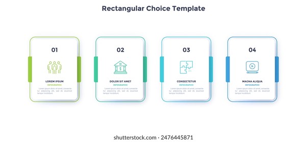 Startup project boosting research rectangular choice infographic chart design template. Business success infochart with icons. Instructional graphics with 4 options. Visual data presentation