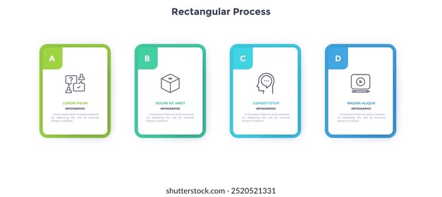 Startup project boosting research rectangular choice infographic chart design template. Business success infochart with icons. Instructional graphics with 4 options. Visual data presentation