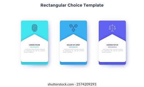 Startup project boosting research rectangular choice infographic chart design template. Business success infochart with icons. Instructional graphics with 3 options. Visual data presentation