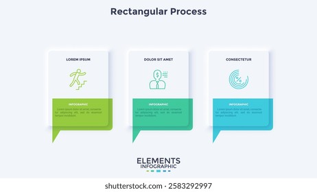 Startup project boosting research rectangular choice infographic chart design template. Business success infochart with icons. Instructional graphics with 3 options. Visual data presentation