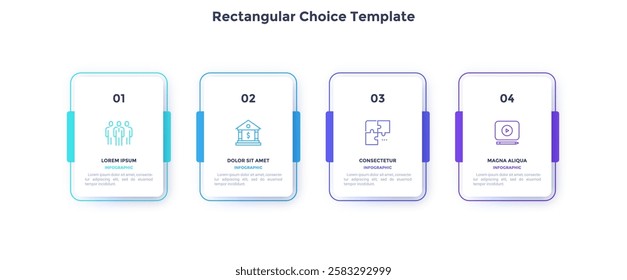 Startup project boosting research rectangular choice infographic chart design template. Business success infochart with icons. Instructional graphics with 4 options. Visual data presentation