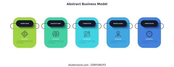 Startup project boosting research rectangular choice infographic chart design template. Business success infochart with icons. Instructional graphics with 5 options. Visual data presentation