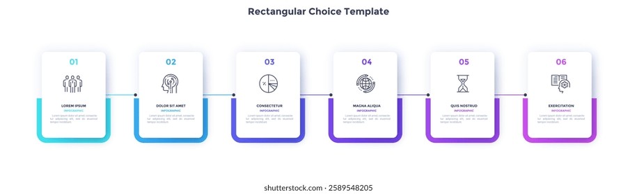 Startup project boosting research rectangular choice infographic chart design template. Business success infochart with icons. Instructional graphics with 6 options. Visual data presentation