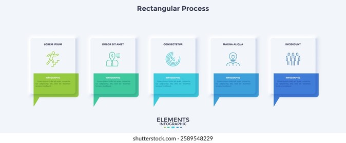 Startup project boosting research rectangular choice infographic chart design template. Business success infochart with icons. Instructional graphics with 5 options. Visual data presentation