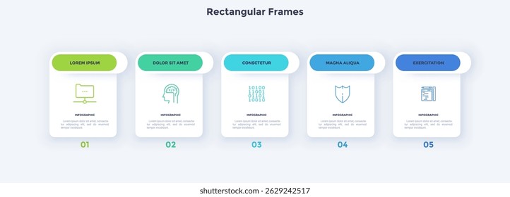 Startup project boosting research rectangular choice infographic chart design template. Business success infochart with icons. Instructional graphics with 5 options. Visual data presentation