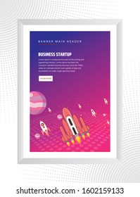 Startup project concept. Business colorful poster design vector illustration.