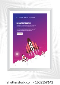 Startup project concept. Business colorful poster design vector illustration.