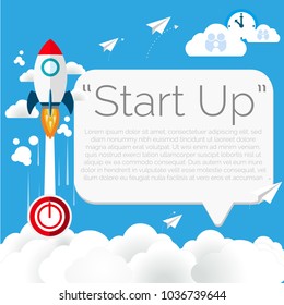 Startup project concept. Business flat design vector illustration