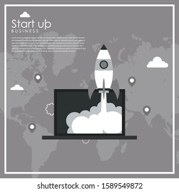 Startup project concept. Business flat design vector illustration