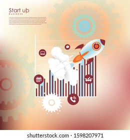 Startup project concept. Business flat design vector illustration.