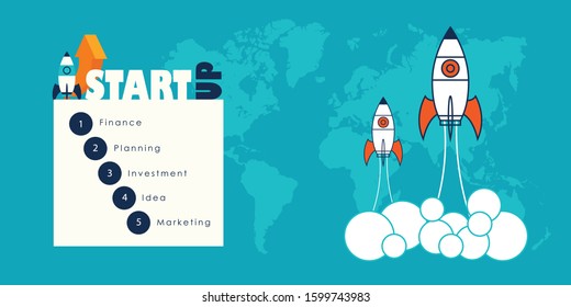 Startup project concept. Business flat design vector illustration