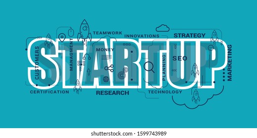 Startup project concept. Business flat design vector illustration