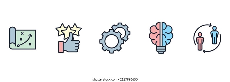 Startup project and development set icon symbol template for graphic and web design collection logo vector illustration