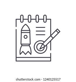 Startup project line icon concept. Startup project vector linear illustration, symbol, sign
