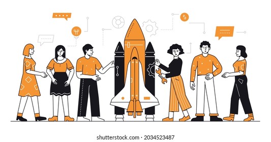 Proyecto de inicio - ilustración de estilo de diseño de línea moderna