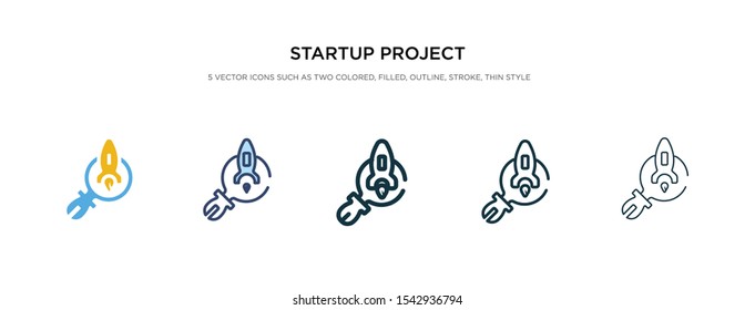 startup project search icon in different style vector illustration. two colored and black startup project search vector icons designed in filled, outline, line and stroke style can be used for web,