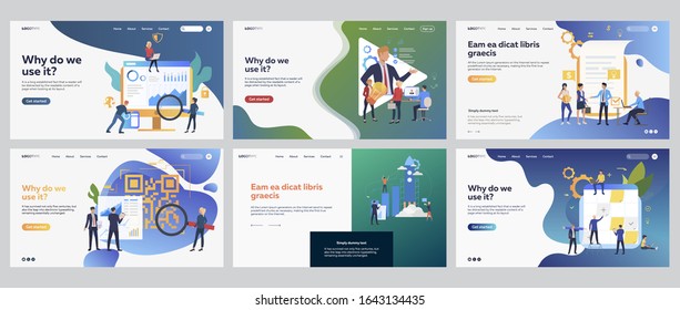 Startup project set. Professionals launching rocket, signing contract, analyzing chart. Flat vector illustrations. Business, teamwork concept for banner, website design or landing web page