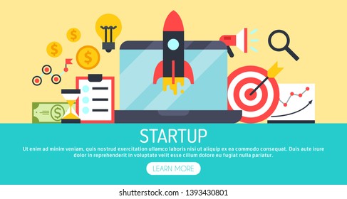 Startup project strategy set of banners vector illustration. Digital marketing, srartup planning analytics. Achieving success. Creative team. Development launch. Website design.