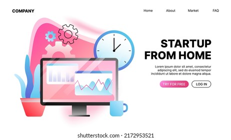 Herramientas del proyecto de inicio. Tragedia de la página de inicio del sitio web. Ilustración del vector
