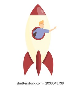 Vector de dibujos animados de icono de realización de inicio. Lanzamiento comercial. Estrategia del proyecto