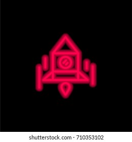 Startup red glowing neon ui ux icon. Glowing sign logo vector