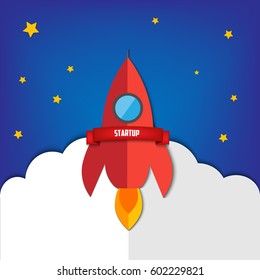 Startup. Red Rocket. Vector illustration