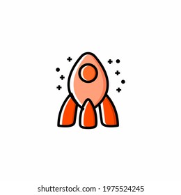 Startup Related Rocket Outline Color Icon Vector Illustration Design eye-catching pixel perfect icon. Perfect for website, presentation, social media, and many more. Icon design outline color style