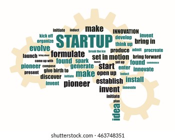 startup related words abstract vector background illustration