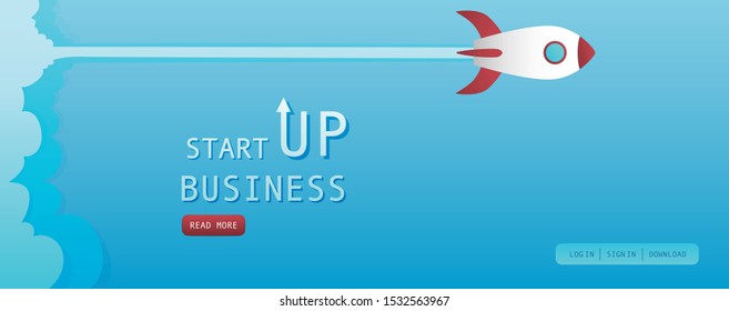 Startup rocket banner for new business