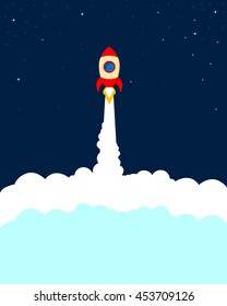Startup rocket, business concept. Vector illustration.