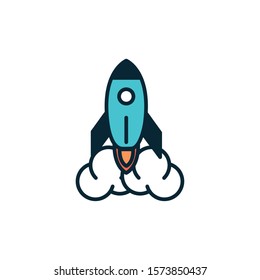 startup rocket fill style icon vector illustration design