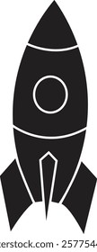 Startup Rocket Flat Icon. System booster vector sign, isolated on transparent background. Rocket launch symbol. Editable stroke.