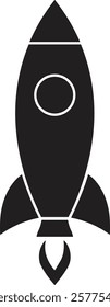 Startup Rocket Flat Icon. System booster vector sign, isolated on transparent background. Rocket launch symbol. Editable stroke.