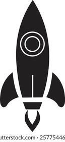 Startup Rocket Flat Icon. System booster vector sign, isolated on transparent background. Rocket launch symbol. Editable stroke.