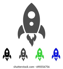 Startup Rocket flat vector icon. Colored startup rocket, gray, black, blue, green icon variants. Flat icon style for graphic design.
