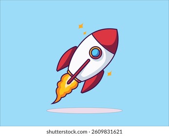 a startup rocket flying into space. Modern icon design with a sleek, dynamic look, representing innovation and success