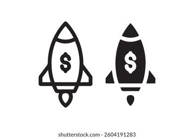 Startup rocket icon with dollar symbol Vector
