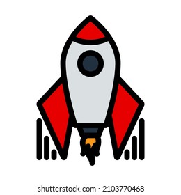 Startup Rocket Icon. Editable Bold Outline With Color Fill Design. Vector Illustration.