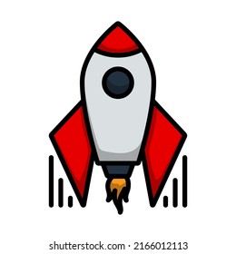 Startup Rocket Icon. Editable Bold Outline With Color Fill Design. Vector Illustration.