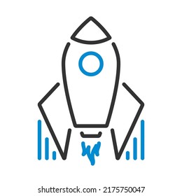 Startup Rocket Icon. Editable Bold Outline With Color Fill Design. Vector Illustration.