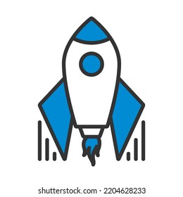 Startup Rocket Icon. Editable Bold Outline With Color Fill Design. Vector Illustration.