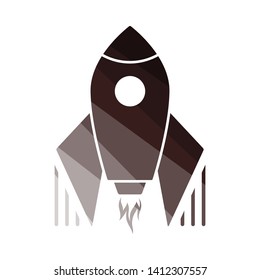 Startup Rocket Icon. Flat Color Ladder Design. Vector Illustration.
