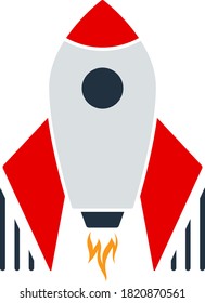 Startup Rocket Icon. Flat Color Design. Vector Illustration.