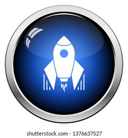 Startup Rocket Icon. Glossy Button Design. Vector Illustration.