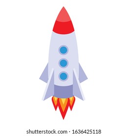Startup rocket icon. Isometric of startup rocket vector icon for web design isolated on white background