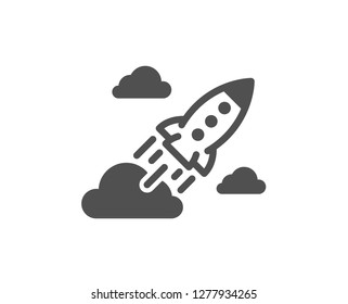 Startup rocket icon. Launch Project sign. Innovation symbol. Quality design element. Classic style icon. Vector