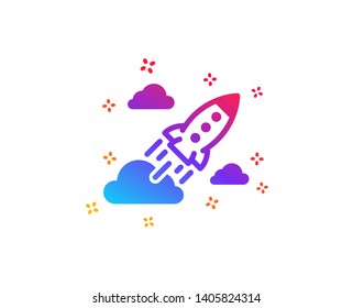 Startup rocket icon. Launch Project sign. Innovation symbol. Dynamic shapes. Gradient design startup rocket icon. Classic style. Vector