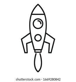Startup rocket icon. Outline startup rocket vector icon for web design isolated on white background